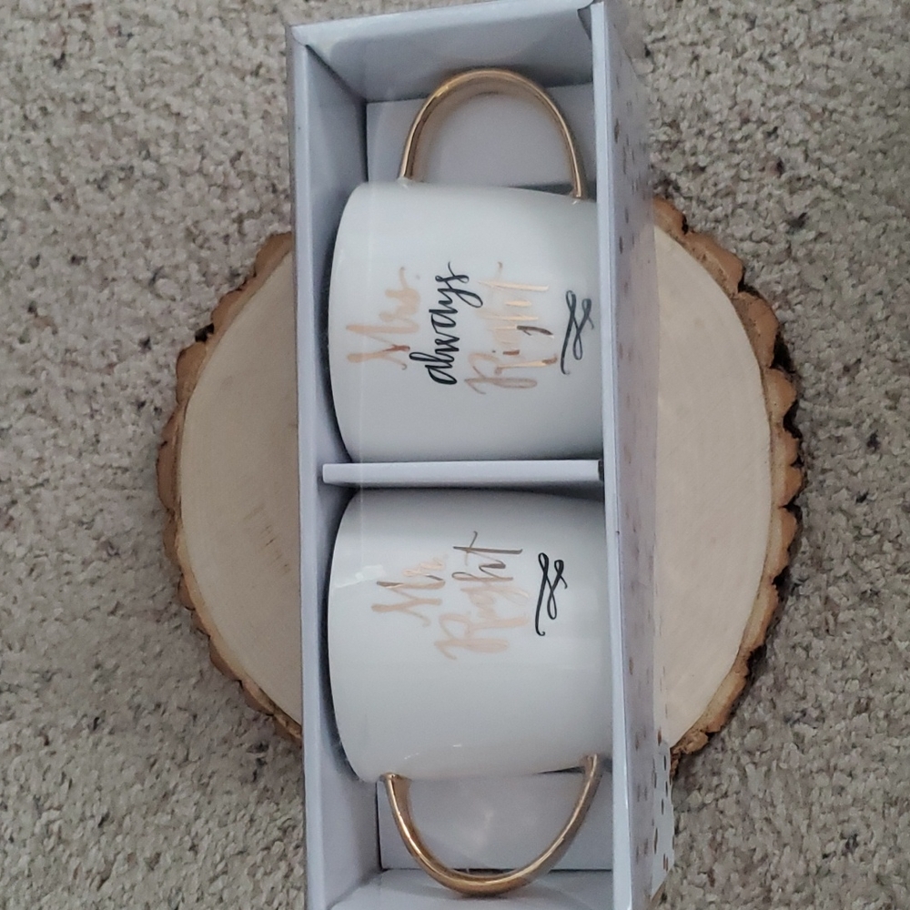 Slant Set 2 Ceramic Mugs Mr. & Mrs. Right in Box